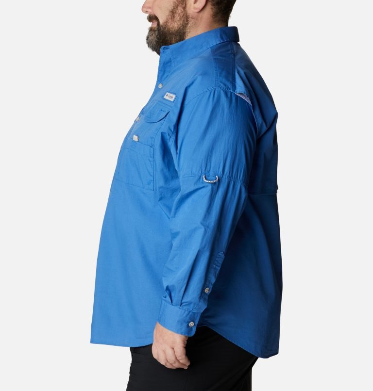 Men's Columbia PFG Bonehead Long Sleeve Shirts Blue | Plus Size CA-O4AL1